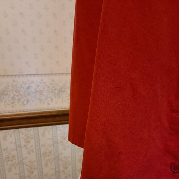 BURBERRY OF LONDON VTG FADED RED TRENCHCOAT WITH PLAID AND DETACHABLE HOOD - Picture 11 of 16